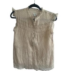Sundance silk swiss dot ruffle blouse size S